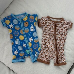 Little Sleepies Blue Cookie & Milk and Brown Rainbow Shortie